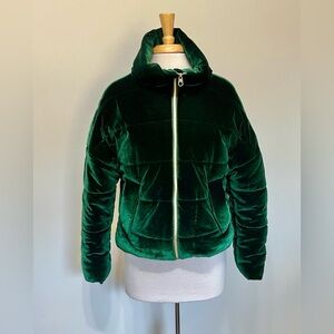 SHEIN velvet puffer jacket Emerald Green Small